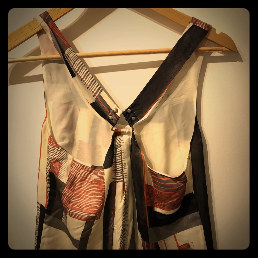 Black, red and cream silk tank from BR. Like new.